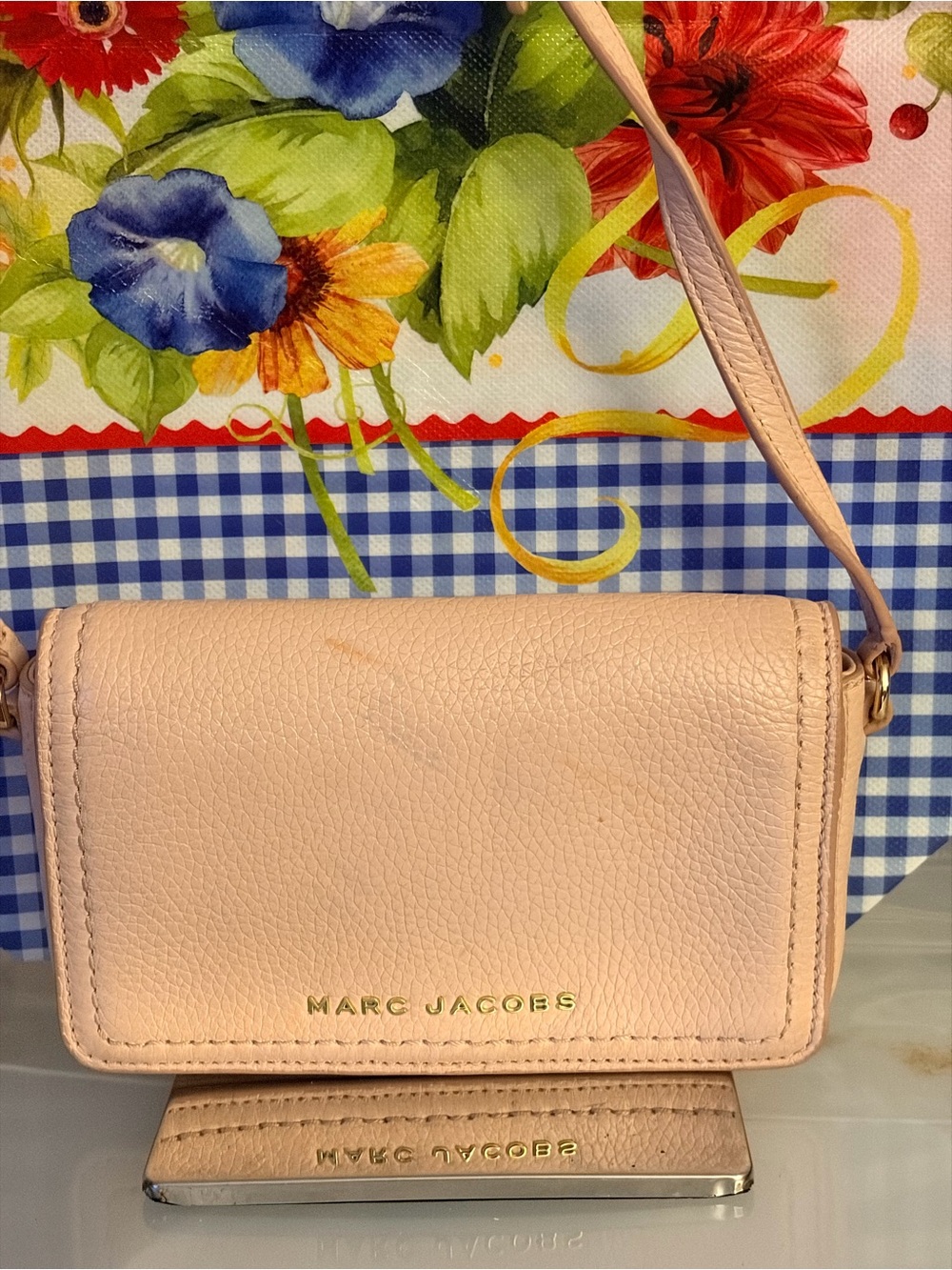 Marc Jacobs Blush Pink Pebbled Leather Crossbody Bag